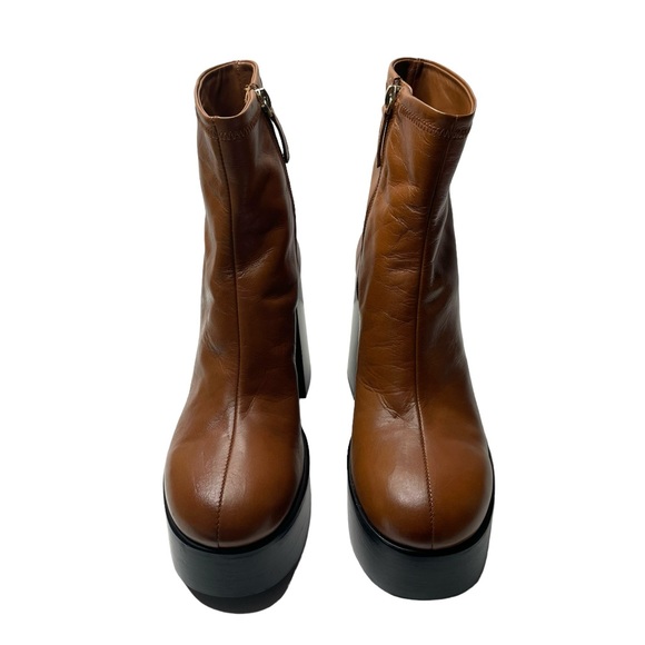 Zara | Platform Leather Heeled Ankle Boots in Brown 40 - Picture 9 of 12